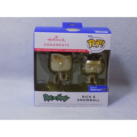 Funko POP! Rick and Morty - RICK & SNOWBALL Hallmark Christmas Ornament (Gold) - Picture 2 of 8